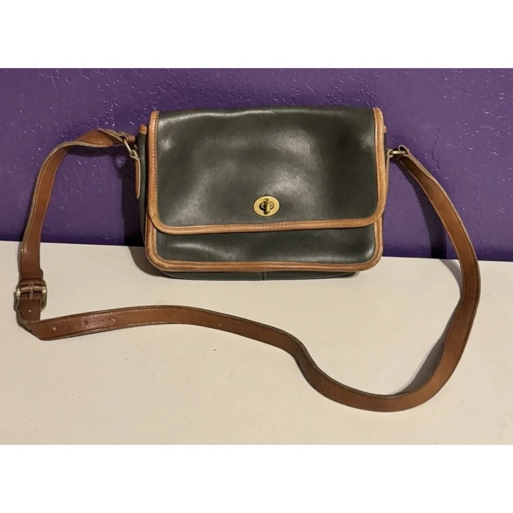 Vintage Coach Compartment Bag 9850 Forrest Green Tabac Spectator Crossbody Rare